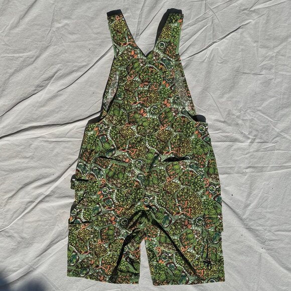 Duluth Trading Co Heirloom Plant Print Gardening Short Overalls Shortalls Sz XS - Picture 5 of 6